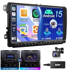DAB+ Android 15 Carplay Autoradio 6+128G Für VW GOLF 5 6 Touran EOS Tiguan Polo