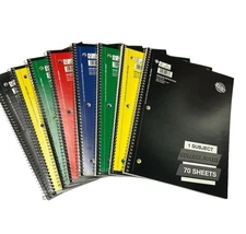 Spiral Notebooks, 8 Pack, 1-Subject, College Ruled Paper, 8" X 10-1/2", 70 Sheet