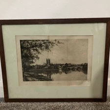 Vintage Framed Etching of Henley-on-Thames by C. Ponce 