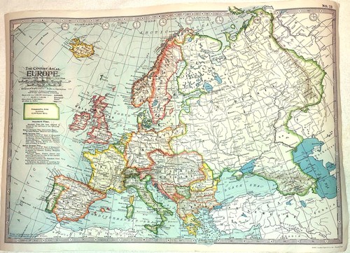 Map - Europe 1914 - Century Atlas World - Vintage Poster Art Reproduction - 26..