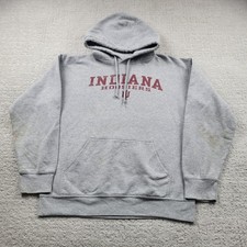 Indiana Hoosiers Hoodie Sweatshirt Mens Medium Gray NCAA Basketball Gildan