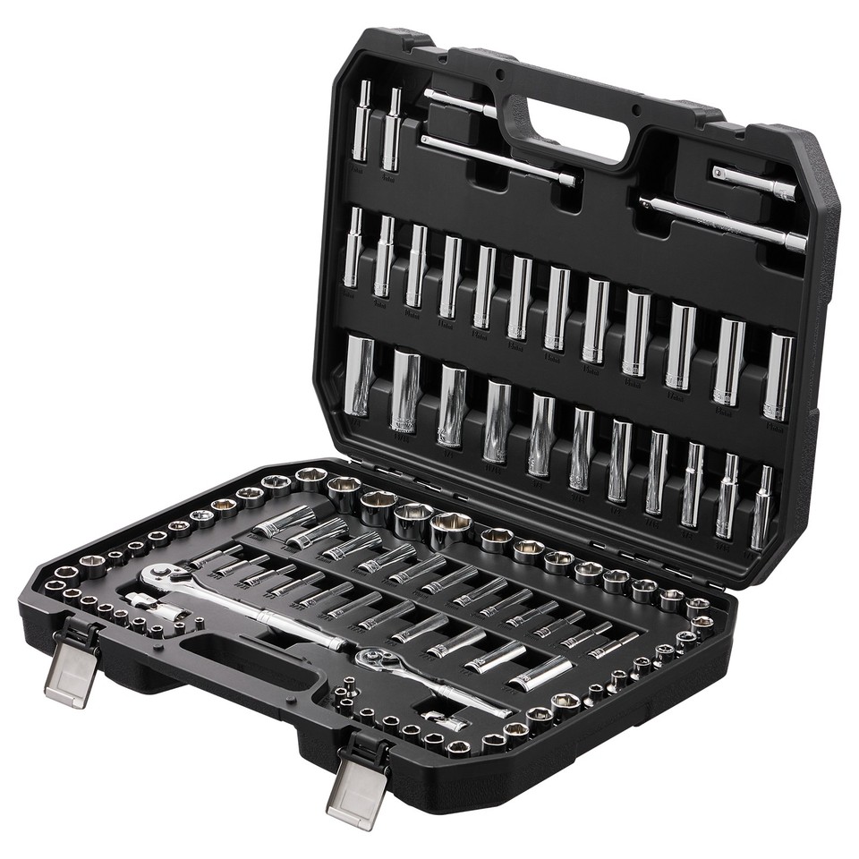 Socket Raset Tools Set 106 Pcs Socket Set 1/4in 3/8in Drive Socket and Ratchet Set 6-Point ...