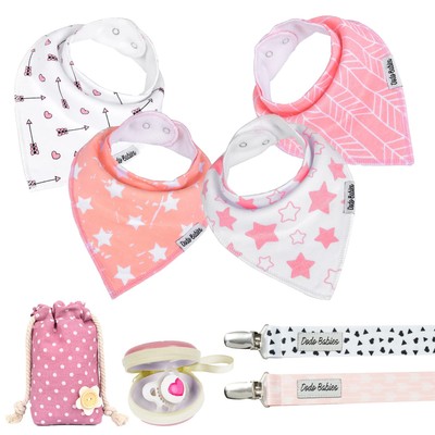 Bandana Drool Bib Set   Four 100% Cotton Bibs with Soft Polyester Lining, 2 P...