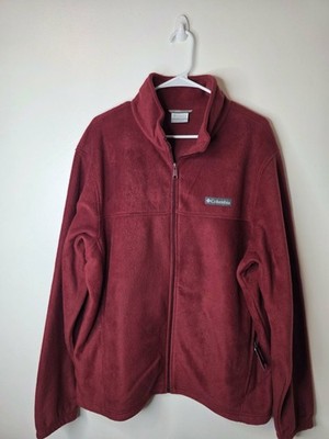  Columbia Full Zip Fleece Jacket Mens XL Burgundy 