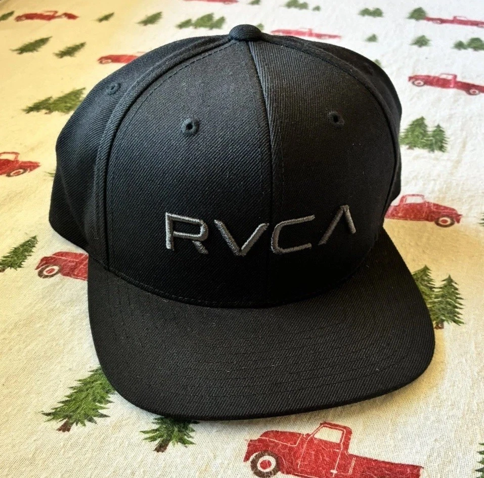 Rvca Mid Fit Black Mens Snapback Hat - Adjustable Baseball Cap New!