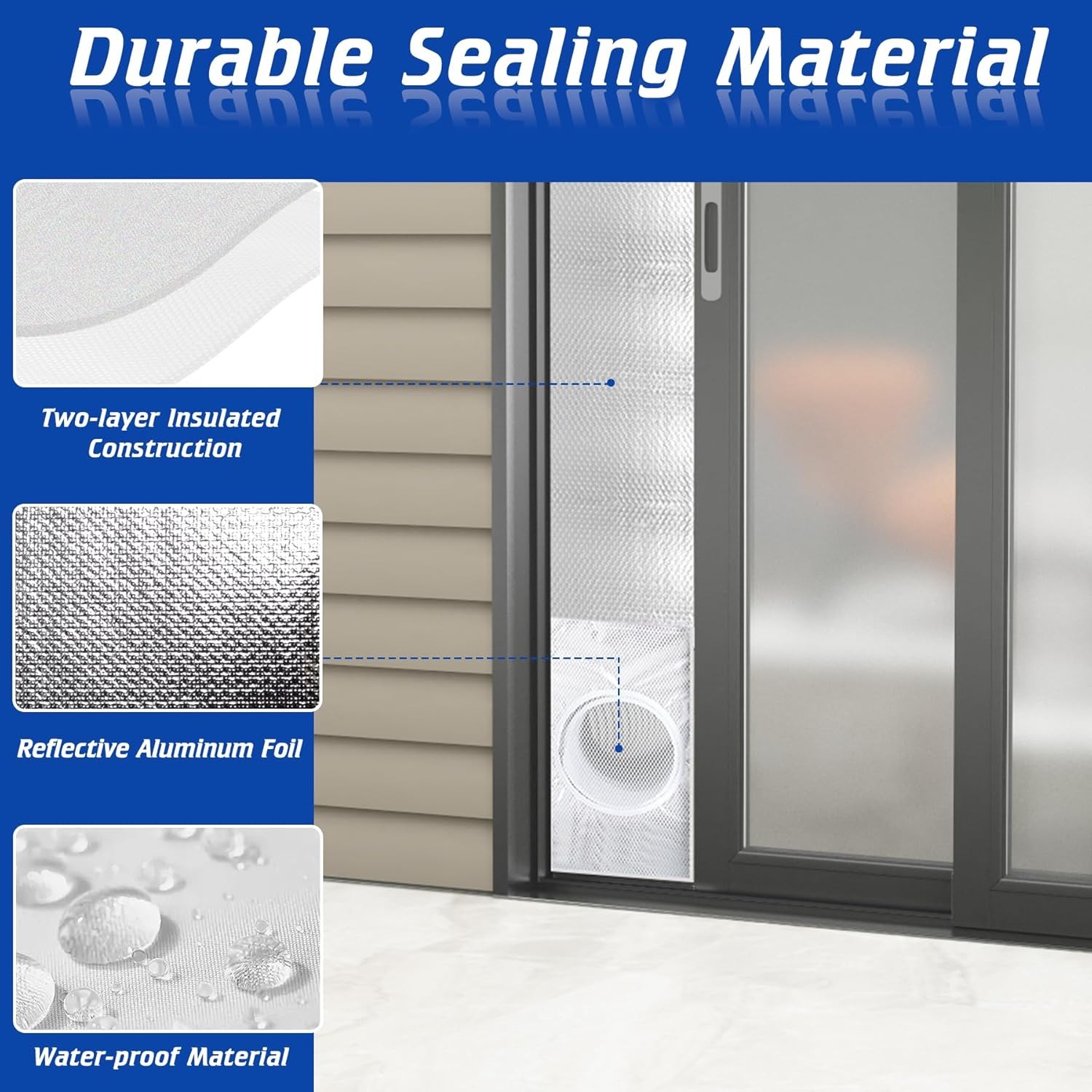 Portable Air Conditioner Window Seal Kit with Leaf Screen Drawstring Design AC