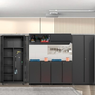 6 Pcs Rolling Garage Cabinets Set Storage Cabinet Tool Boxes Set Workshop System