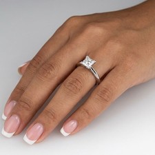 Solitaire Engagement Ring Platinum 1.19 Carat Princess Lab-Grown Diamond D VS2