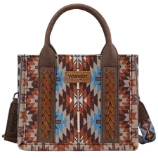 Wrangler Ladies Southwestern Pattern Dual Sided Print Coffee Mini Tote Crossbod