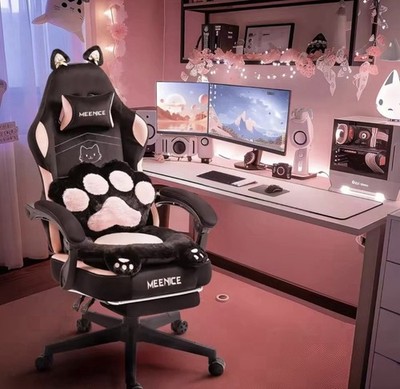*MEENICE* Pink Cat Ear Gaming Chair With Footrest/Reclining Feature