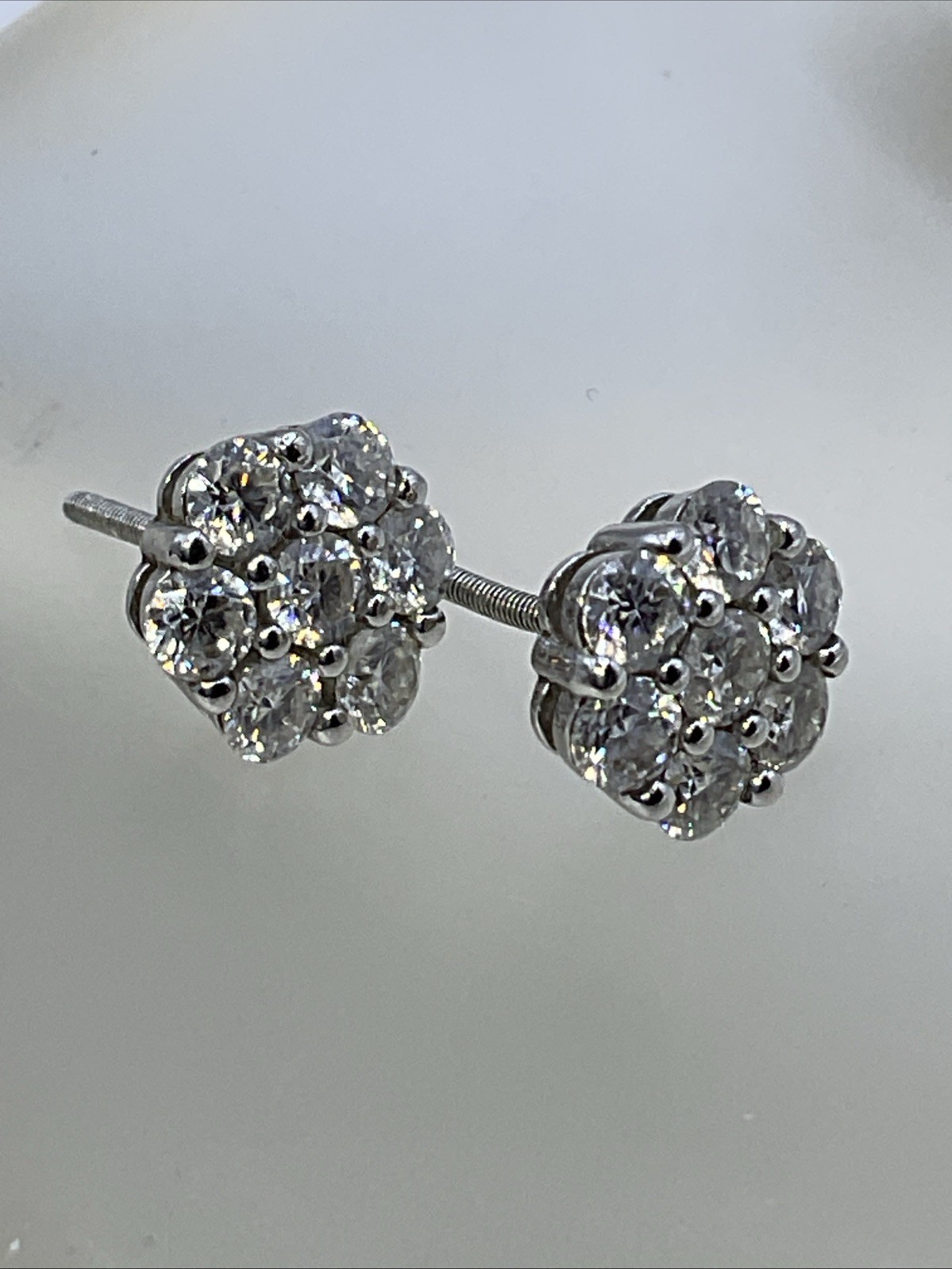 STUD Earrings Solid 925 Sterling Silver White Moi… - image 17