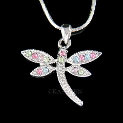 Rainbow Dragonfly made with Swarovski Crystal Nature Insect Bug