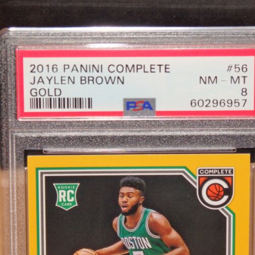 2016 PANINI COMPLETE GOLD JAYLEN BROWN ROOKIE CARD 56 PSA 8 EXTREMELY RARE POP 1 - Picture 2 of 4