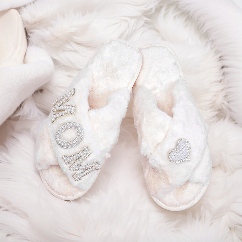 APL Pantofole doccia lettere perle mamma fascia incrociata regalo festa della mamma antiscivolo morbide calde