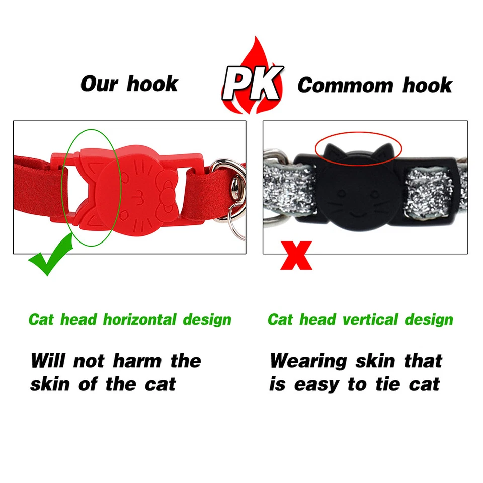 Collar de gato Breakaway con campana Bling gamuza suave liberación rápida para gatito cachorro Foto 4 de 4