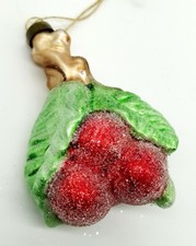 A152 Glass Red Frosted Cherry Berry Christmas Tree Ornament Decoration