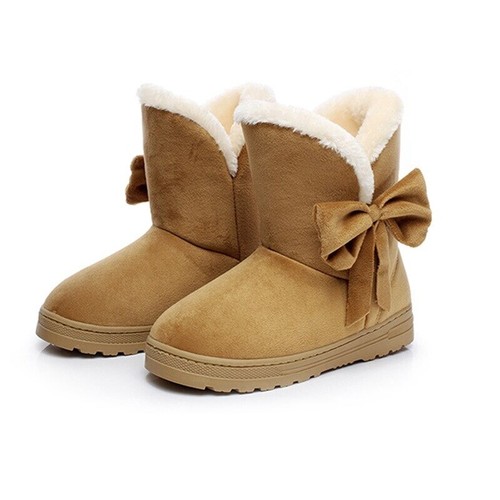 Damen Winter Warm Wildleder Stiefeletten Schnee Stiefel Fell Dick Ski Flache Freizeitschuhe - Bild 2 von 10