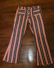 VINTAGE 1970s USA STARS AND STRIPES AMERICA BELL BOTTOM HIPPIE PANTS