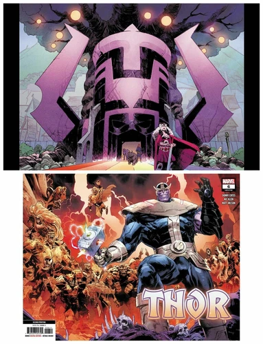 THOR #6 2ND PRINT WRAPAROUND 2-BOOK COVER THANOS & GALACTUS VIRGIN SET