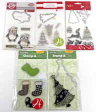 Lot of Hero Arts  Sizzix Stamp  Die Cut Sets Christmas Holiday Trees Penguins