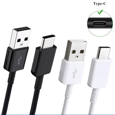 Black/White Charger Cable 3A Fast Universal Type C USB-C To USB-A