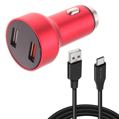 For Galaxy S20/S21/S23/FE 24W Fast Car Charger 2-Port 6ft USB-C Cable DC Socket