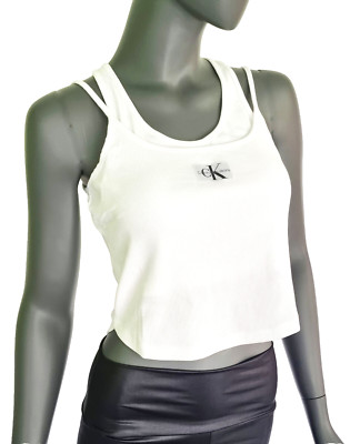 Calvin Klein Badge Rib double Layer Top crop Gr.XXL  42-44