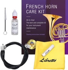 French Horn ALL-INCLUSIVE Cleaning & Care Kit with Instructions: Valve Oil + Sli