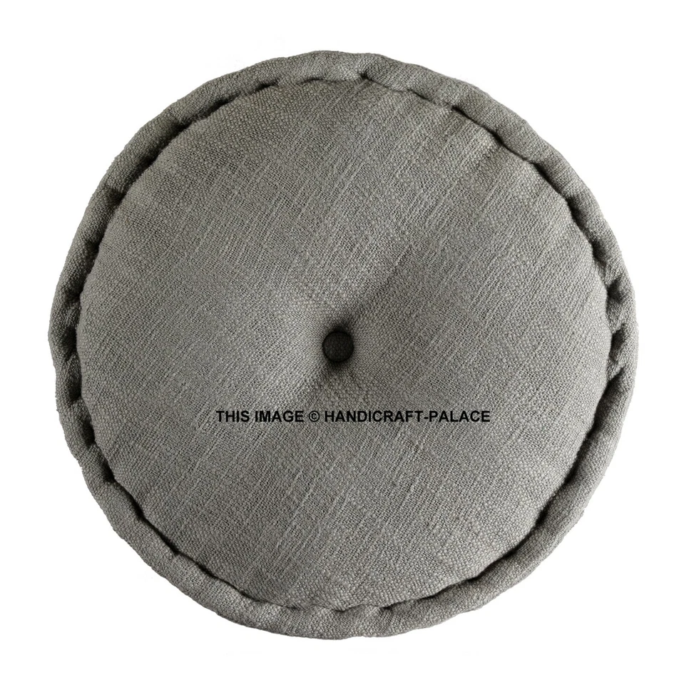 Hand Woven Fabric Seating Floor Cushion/Pouf Filled Ottoman Round Pouf Indian 20 - Image 2 of 3