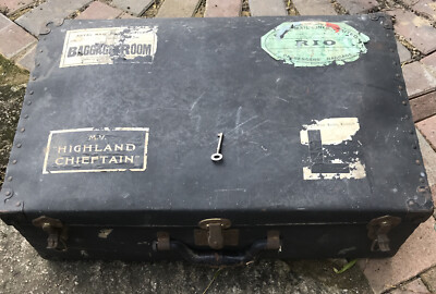 Vintage Original Schwarz Koffer 1940~50 Retro Gepäckbox Reise Aufkleber Etiketten