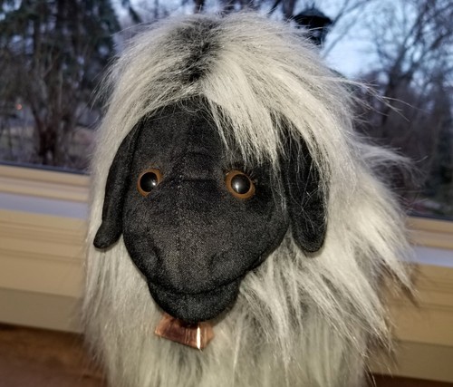 Vintage 19" Designer Hand Made Plush Black Face Long Hair Icelandic Sheep Figure - Picture 5 of 12
