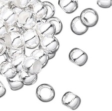 100 Silver Plated Brass 2.5x2mm Finishing Crimp Beads with 1.5mm ID