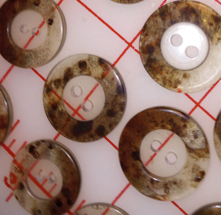 10 Vintage Italian MEDIUM 2 Hole Button Faux Tortoise Brown Hint Gold 7/8"  22mm - Image 4 of 4