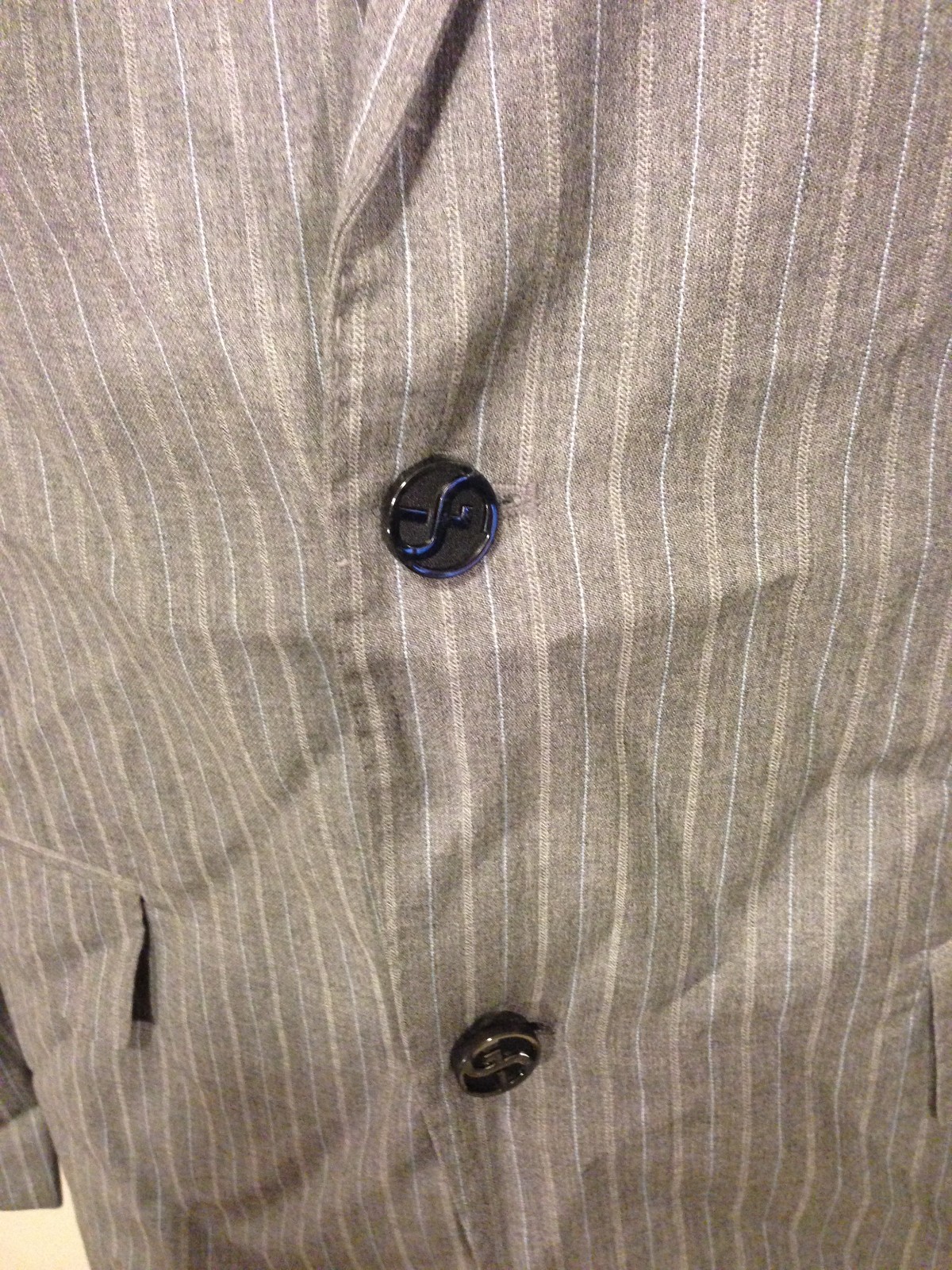 DYLAN GEORGE Men's Suit Sport Coat Blazer Jacket SZ LG Gray Pinstripe 2 Button image 3