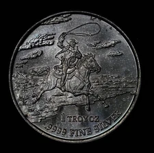 2013 TEXAS Lone Star State cowboy horse rope 1oz 9999 Silver art bar round C1647