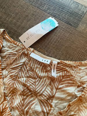 LUQ Rhee Tie Front Top Beige Women's XXL | eBay