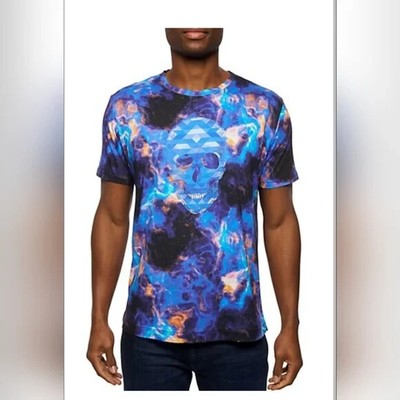 NWT Robert Graham Men's Crew Neck Space Skull Short Sleeve Cotton T-Shirt XXL