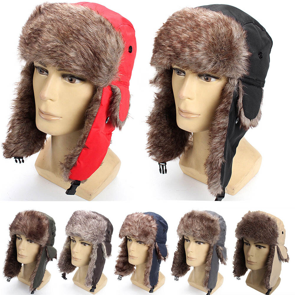 APL Cappello mimetico invernale pelliccia sintetica Russia trapper trooper piloti caldo paraorecchie: