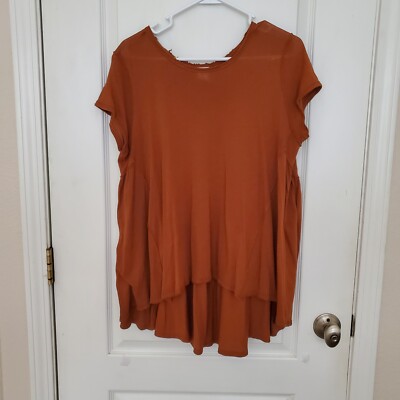 We The Free Women Blouse Top Size Medium M Shirt Brick Brown
