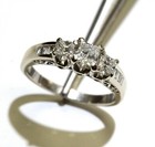 14k white gold .865ct 3 stone princess diamond engagement ring band 5g natural 7 — photo 8