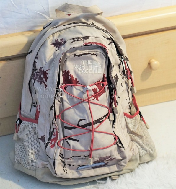 The North Face Jester Backpack Camouflage Beige Leaves School Laptop