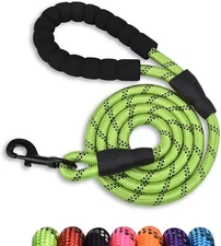 Dog Leash Large Pet Rope Heavy Duty Reflective with Comfy Handle 6.5 FT GREEN