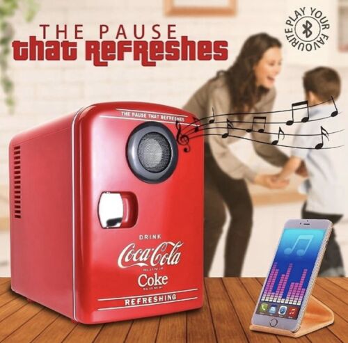 Coca-Cola 6-Can Mini Fridge Cooler/Warmer with Bluetooth Speaker NIB - Picture 4 of 9