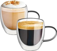 2 Stück Kaffeebecher 250ml Doppelwandige Kaffeebecher aus Glas Travel Becher