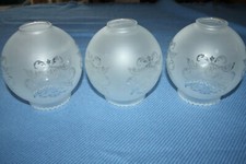 Abat jour ancien pour suspension lustre plafonnier glacé / givré  lot de 3