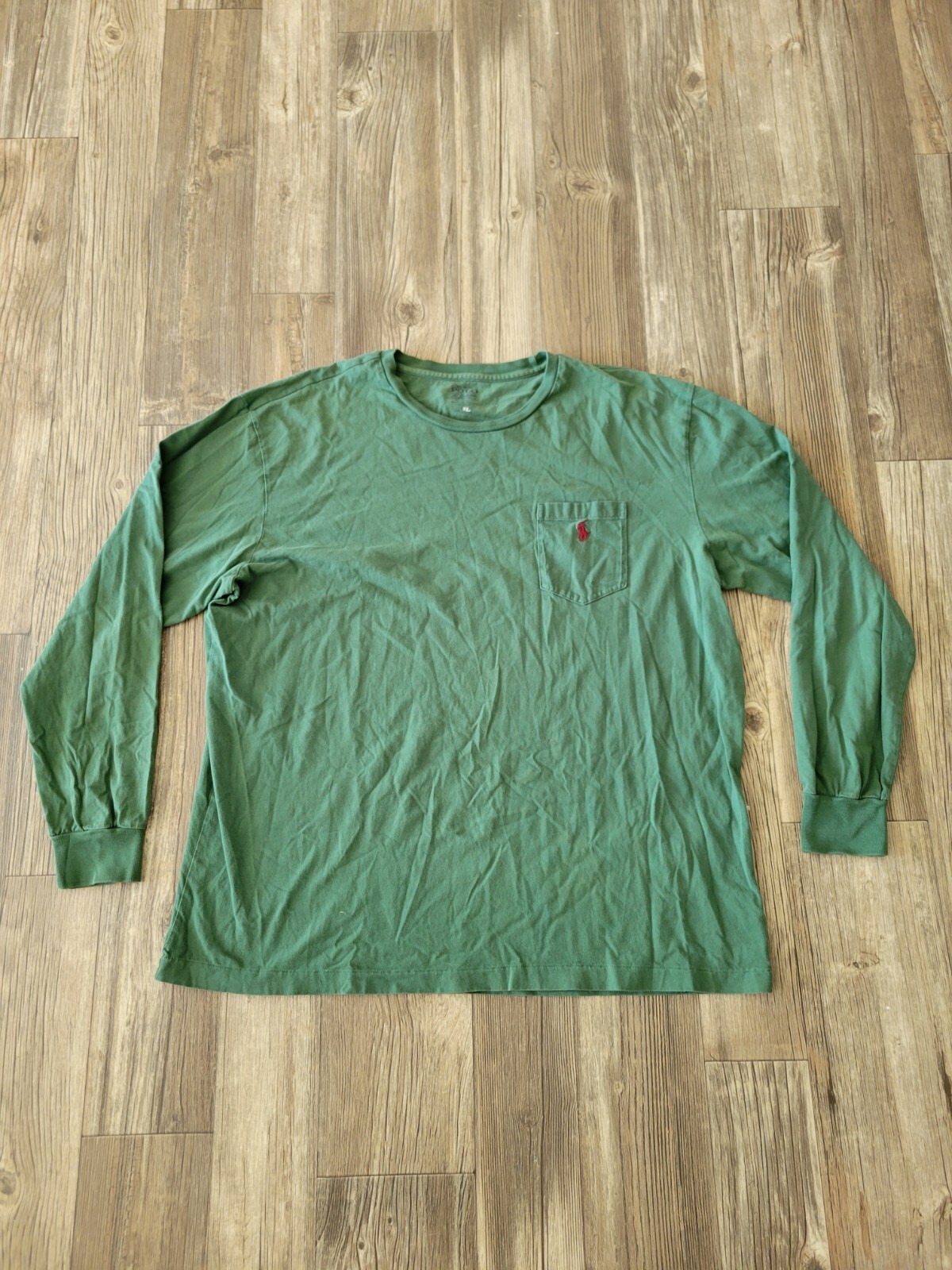 Polo Ralph Lauren Camicia Uomo XL Verde Foresta Manica Lunga Logo Pony Comfort
