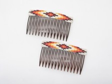 Navajo Handmade Beaded Hair Comb Set of 2