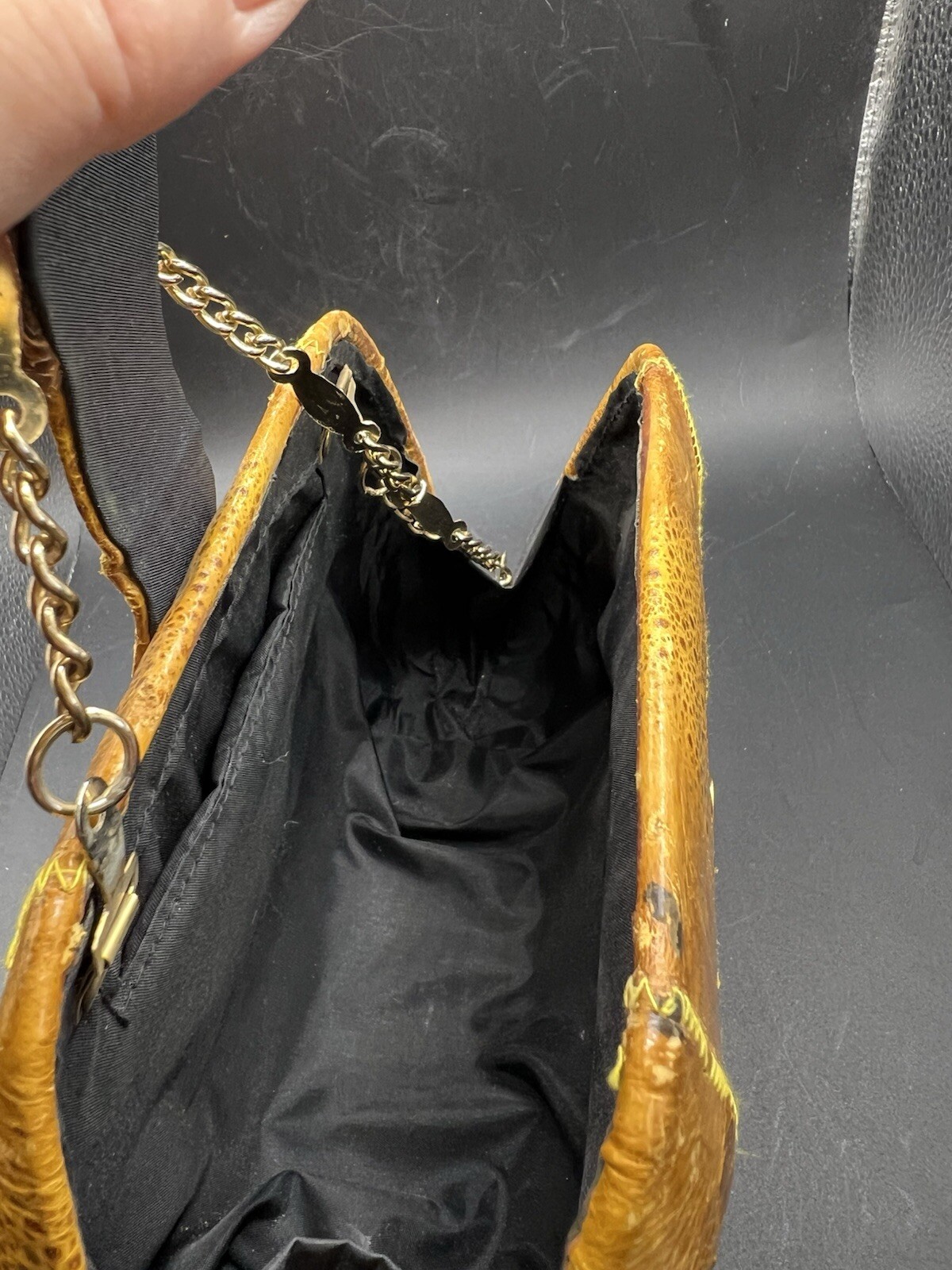 Hard Case Shoulder Bag Clutch Patchwork Leather F… - image 7