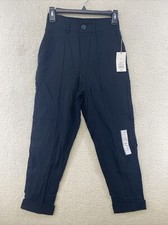 Women's High-Rise Slim Straight Leg Pintuck Ankle Pants - A New Day Black 2