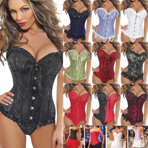 Mujeres Corsé Floral con Cordones Corsé Burlesco Deshuesado Sobre Busto Bustier Prendas para el torso S-6XL - Imagen 8 de 35